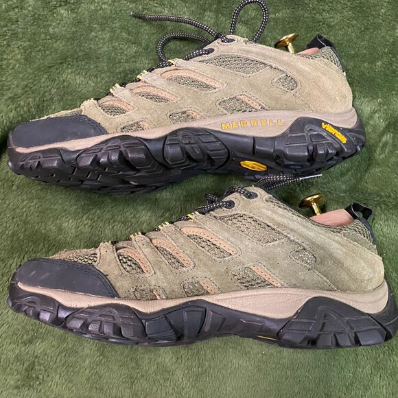 Merrell Mens Hiking Shoes US 7 Olive Suede & Mesh Vibram Sole - Picture 6 of 7